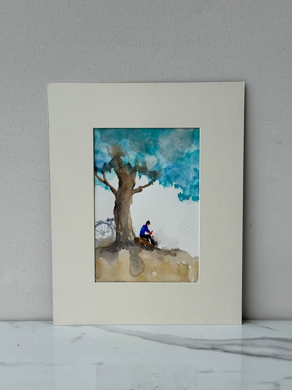 The Tree Leaner - Watercolor Silhouette Art Print
